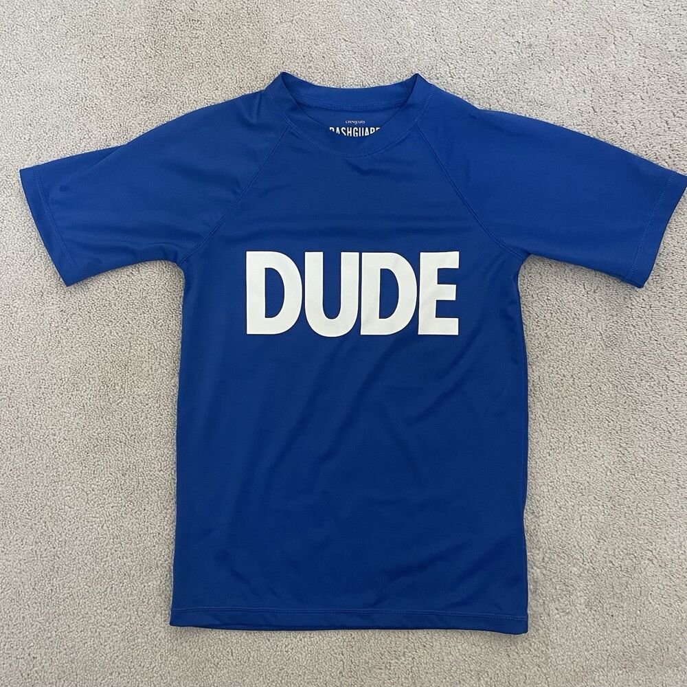 CrewCuts Boys Medium Blue RashGuard Top "DUDE"